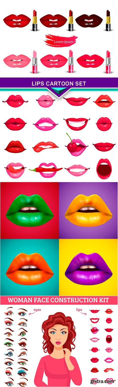 Lips Cartoon Set 4X EPS