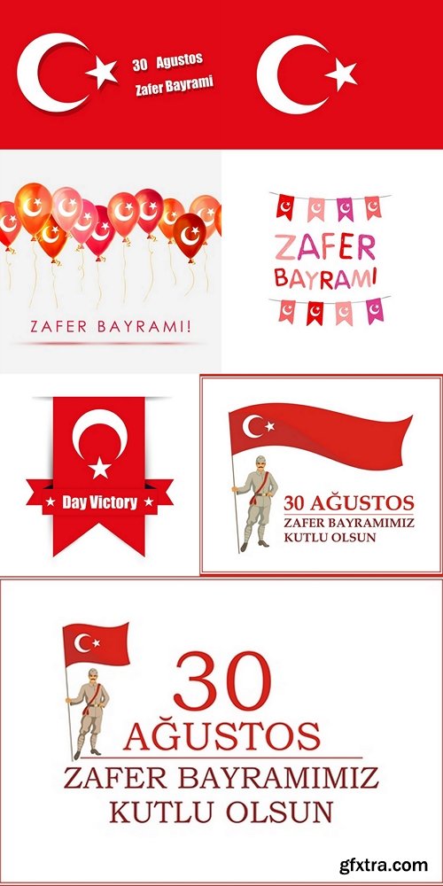 30 Agustos Zafer Bayrami. Greeting card Turkey National Day Victory 30 August