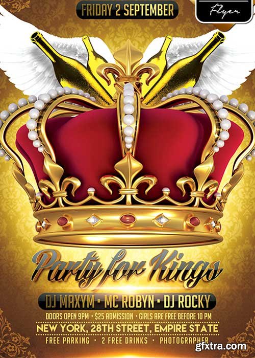 Party for Kings V1 Flyer PSD Template + Facebook Cover