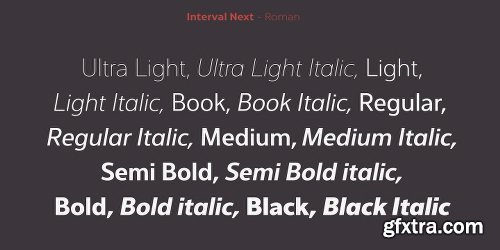 Interval Next Font family - 64 Fonts $999