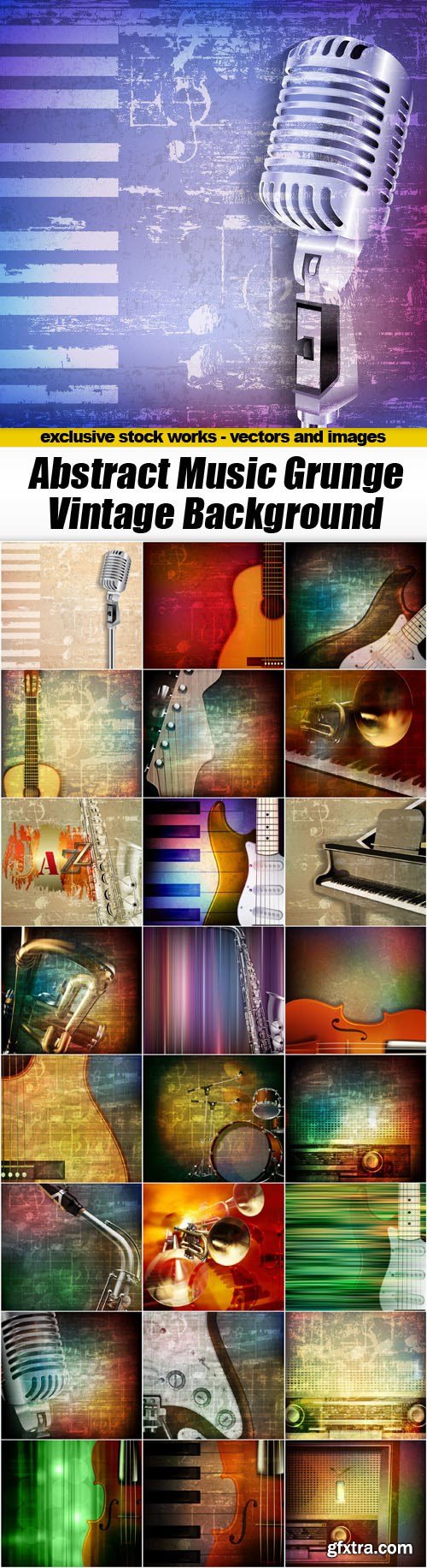 Abstract Music Grunge Vintage Background - 25xEPS