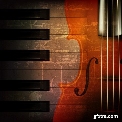 Abstract Music Grunge Vintage Background - 25xEPS