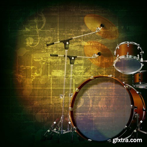 Abstract Music Grunge Vintage Background - 25xEPS