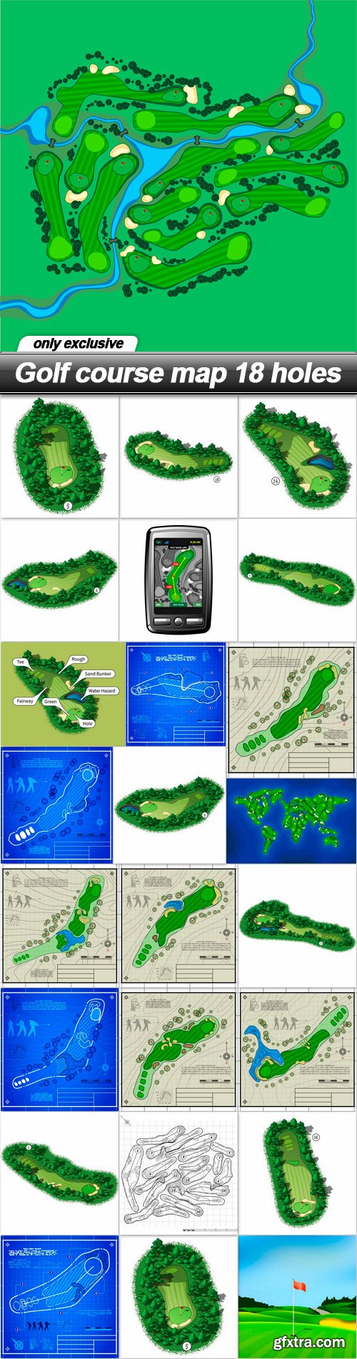 Golf course map 18 holes - 25 EPS