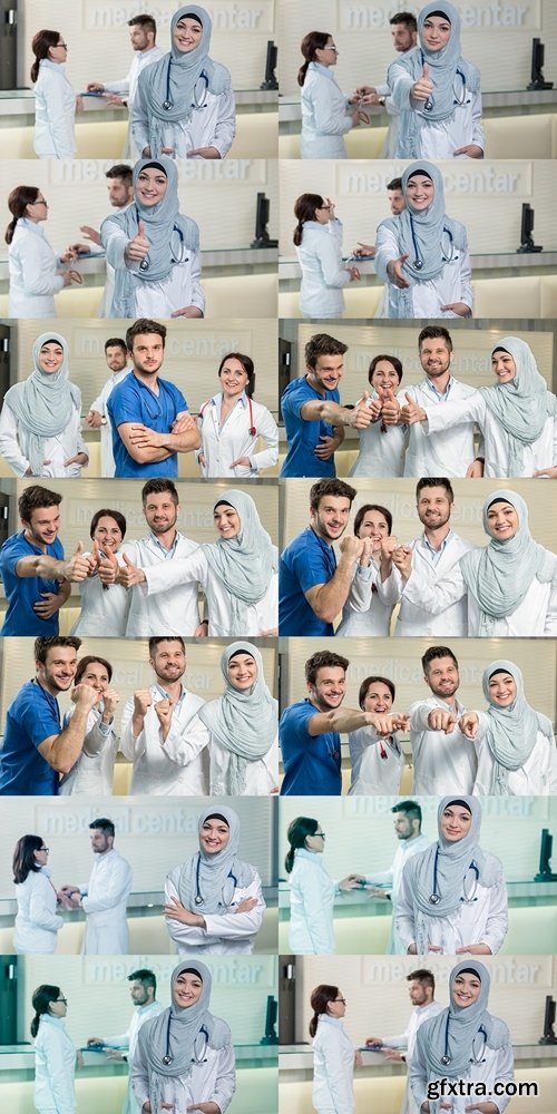 Closeup portrait of friendly, smiling confident muslim female doctor