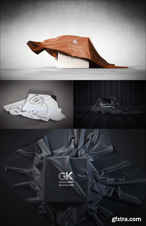 CM - Covered Box with Fabric Logo Mock-up 793354