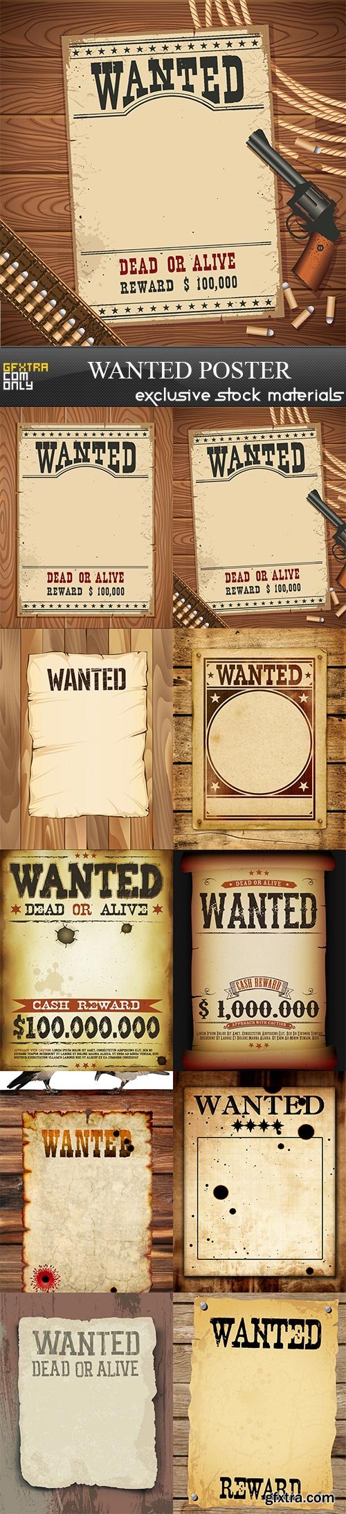 Wanted poster, 10 x UHQ JPEG