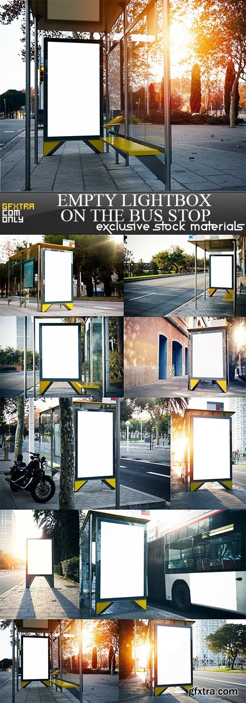 Empty lightbox on the bus stop, 10 x UHQ JPEG