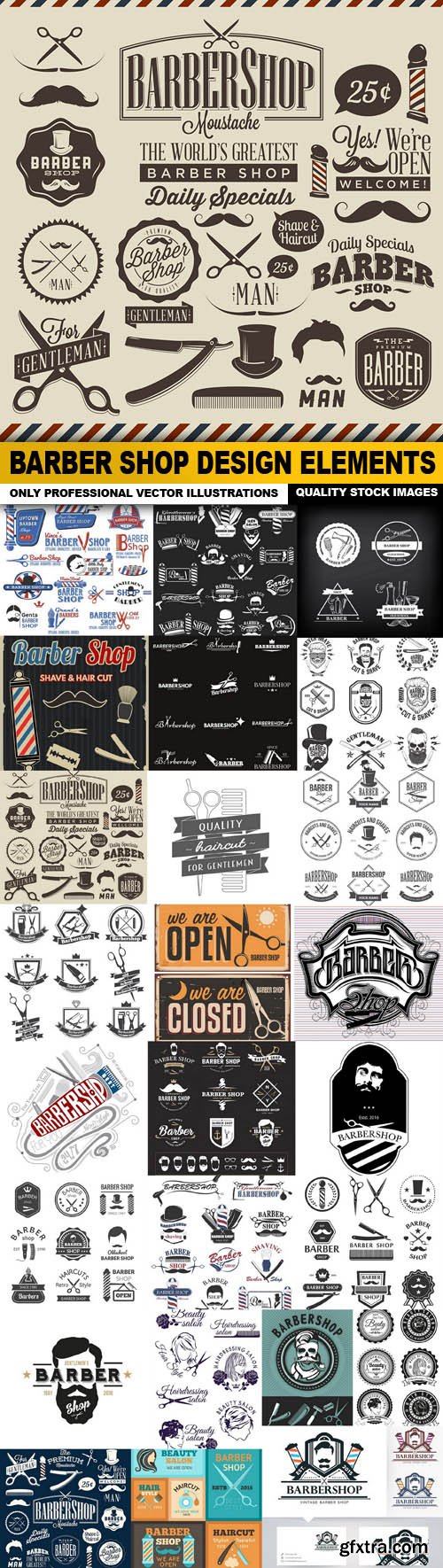 Barber Shop Design Elements - 25 Vector