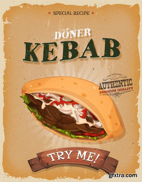 Retro Posters with Food - 21xEPS