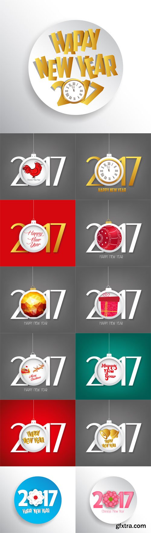 Vector Set - Creative Happy New Year 2017 Text Design