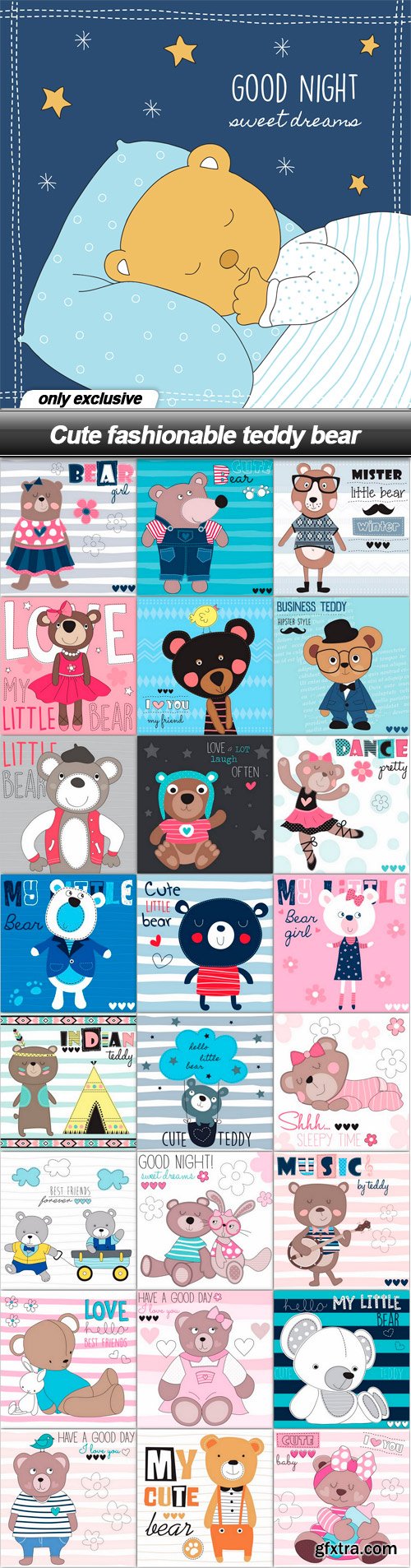 Cute fashionable teddy bear - 25 EPS