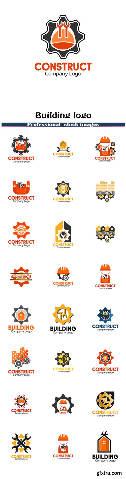 Building logo, construction working industry concept