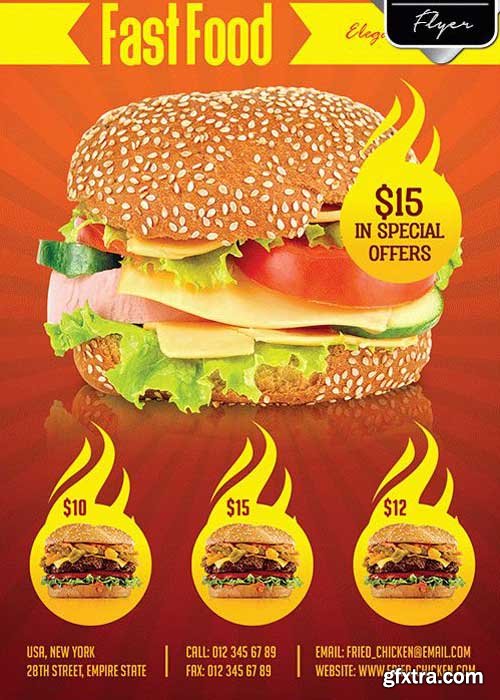 Fast Food Menu Flyer PSD Template + Facebook Cover