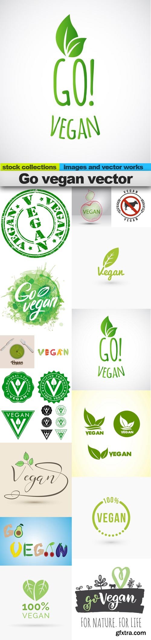 Go vegan vector, 15 x EPS