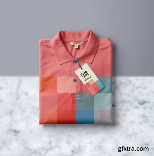 Folded PSD Polo Shirt Mockup