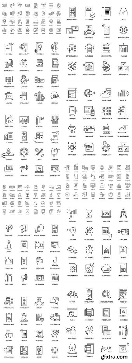 Modern Thin Line Icons Set for Business