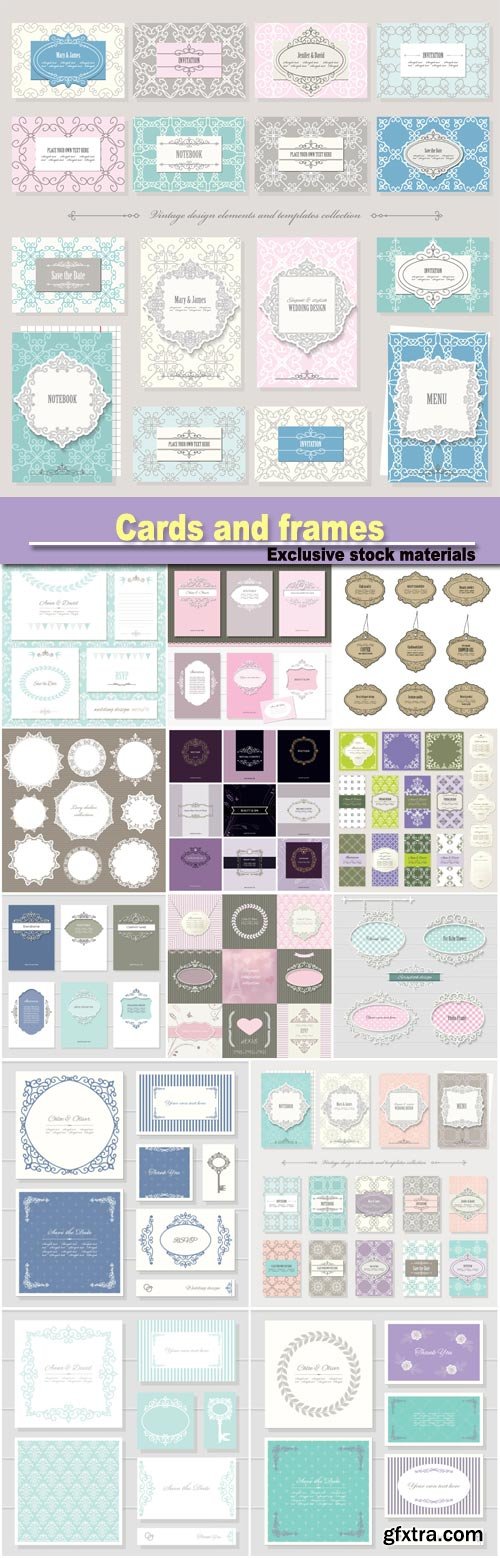 Templates, cards and frames in vintage style