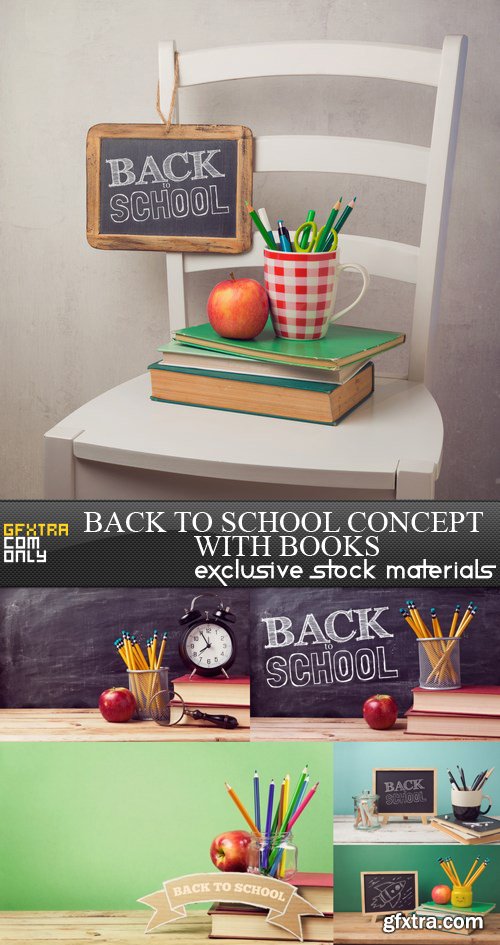 Back to School Concept with Books - 6 UHQ JPEG