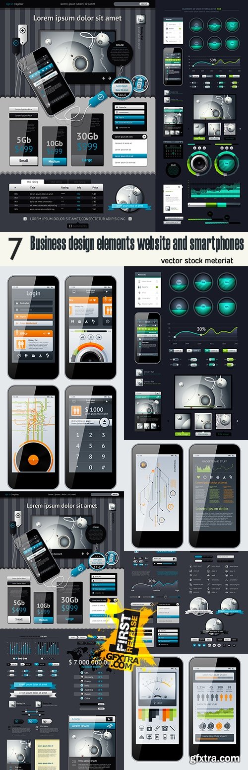 Business design elements website and smartphones