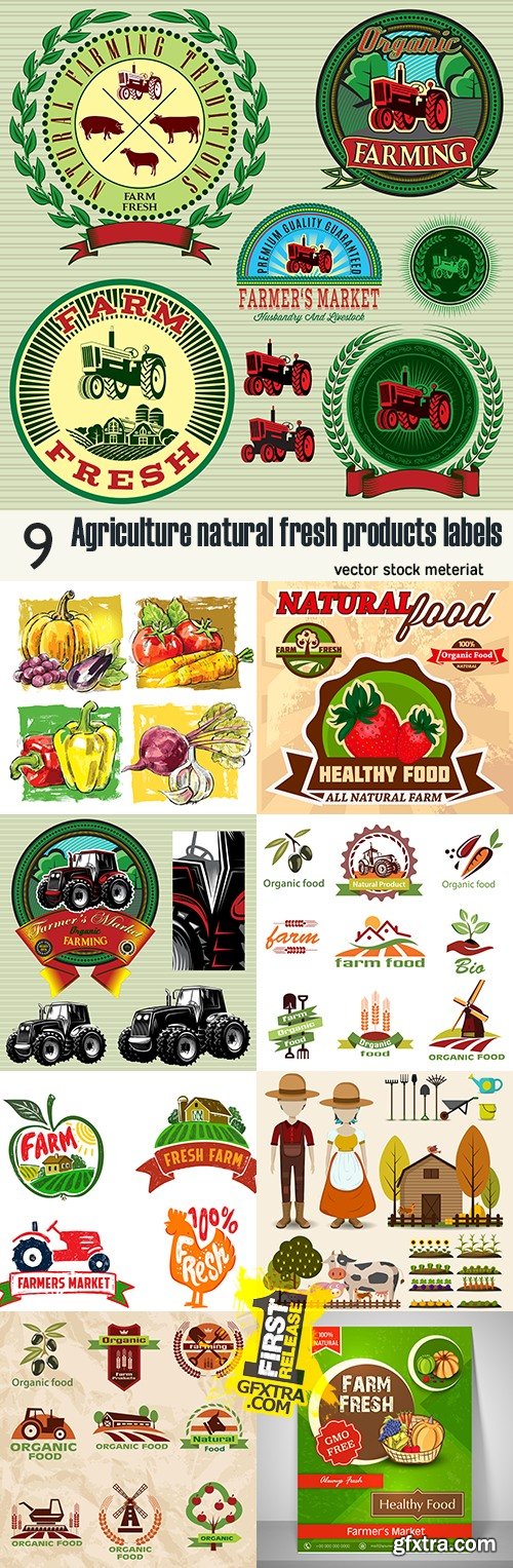 Agriculture natural fresh products labels