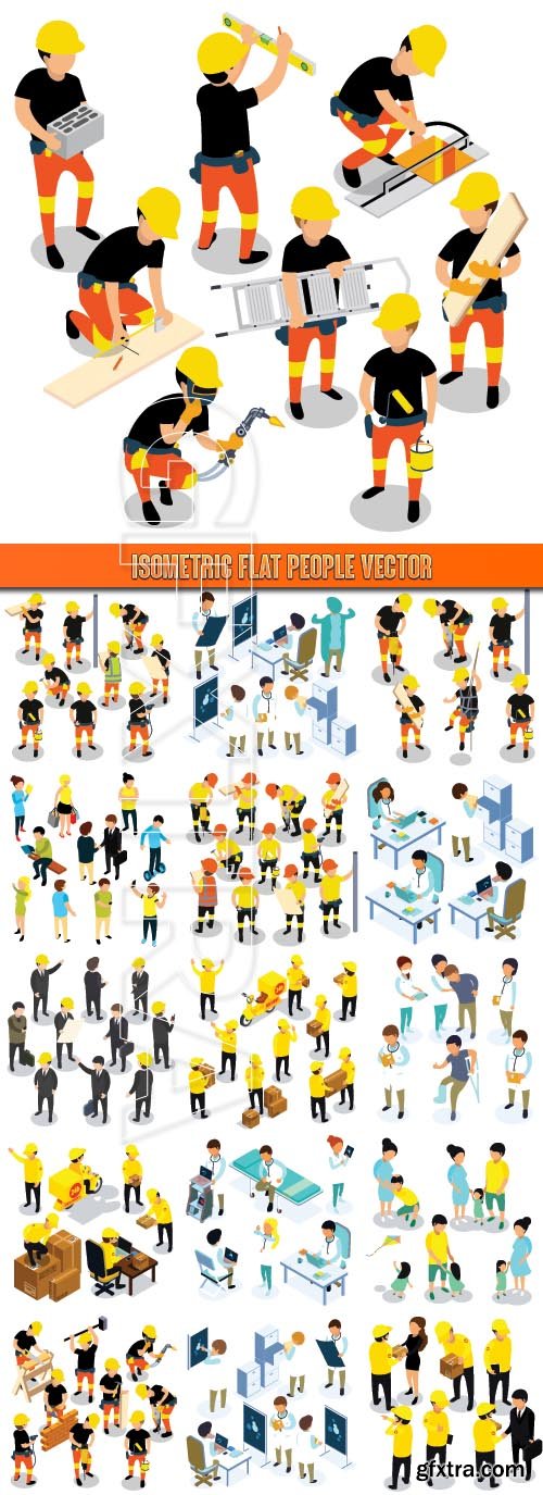 Isometric flat people vector