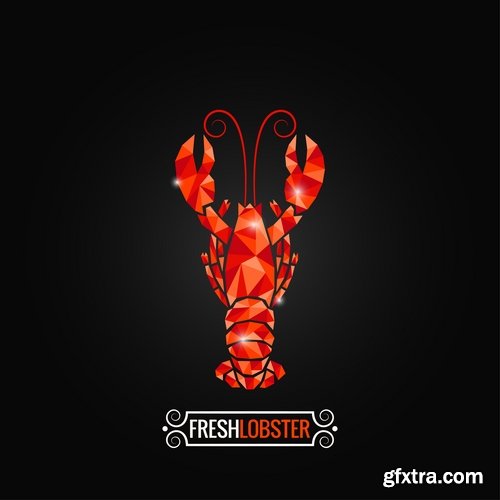 Collection lobster cancer crab seafood cartoon vector image 25 EPS