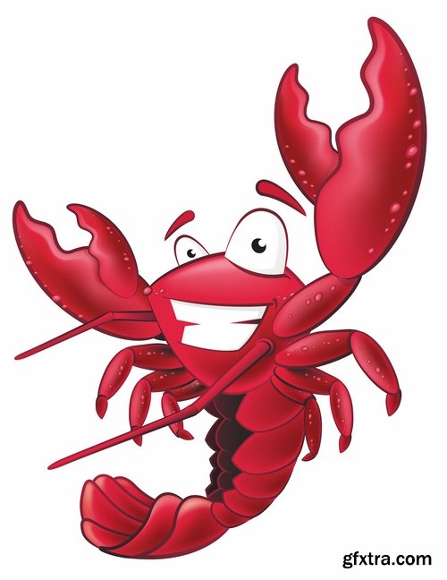 Collection lobster cancer crab seafood cartoon vector image 25 EPS