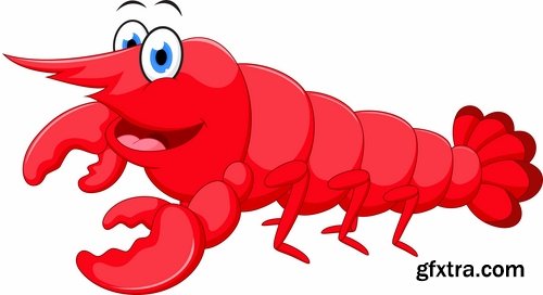 Collection lobster cancer crab seafood cartoon vector image 25 EPS