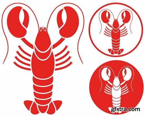 Collection lobster cancer crab seafood cartoon vector image 25 EPS