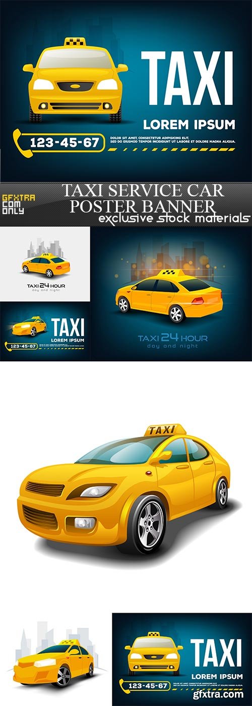 Taxi service car poster banner, 6 x EPS