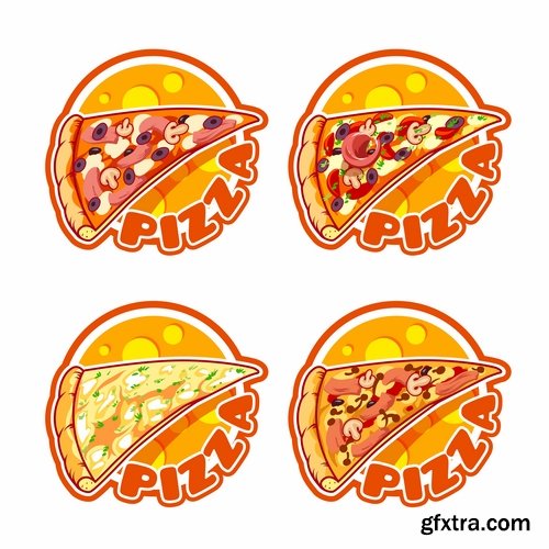 Collection menu food sticker sweet cake pizza burger fast food 25 EPS