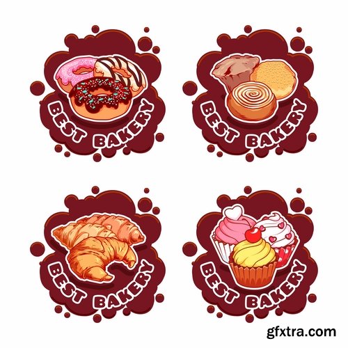 Collection menu food sticker sweet cake pizza burger fast food 25 EPS