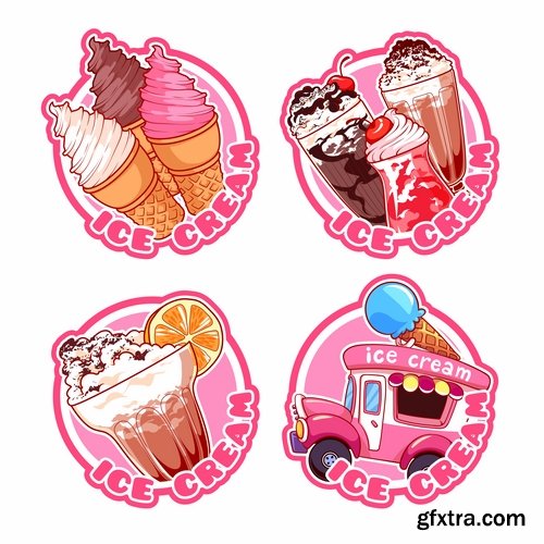 Collection menu food sticker sweet cake pizza burger fast food 25 EPS