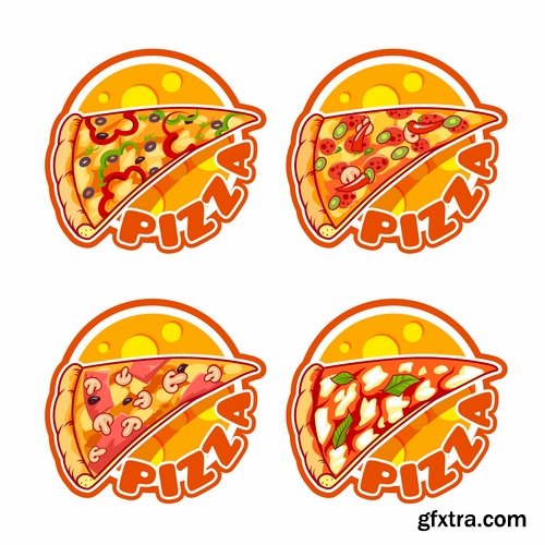 Collection menu food sticker sweet cake pizza burger fast food 25 EPS