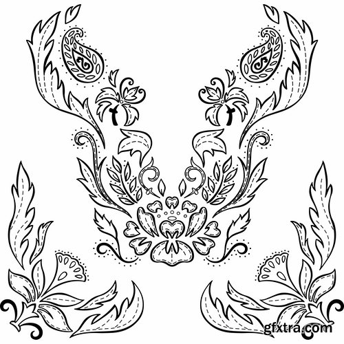 Collection pattern for embroidery lace tattoo 25 EPS