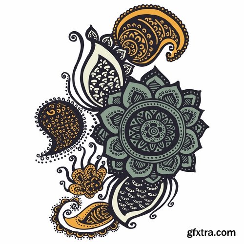 Collection pattern for embroidery lace tattoo 25 EPS