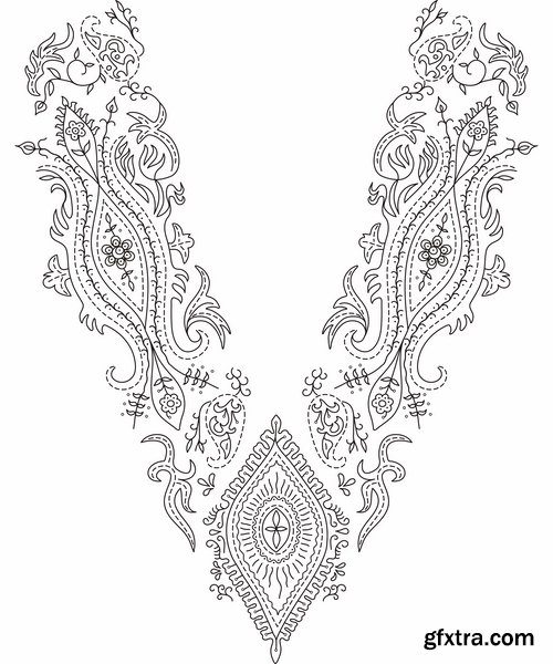 Collection pattern for embroidery lace tattoo 25 EPS