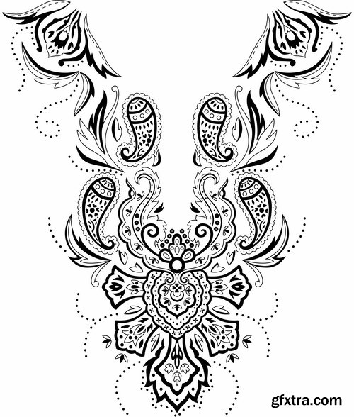 Collection pattern for embroidery lace tattoo 25 EPS