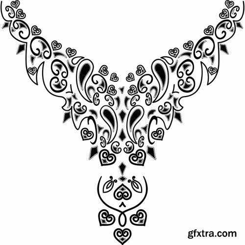 Collection pattern for embroidery lace tattoo 25 EPS