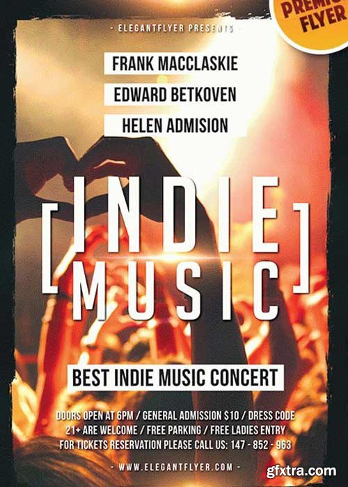 Indie Music V10 Flyer PSD Template + Facebook Cover