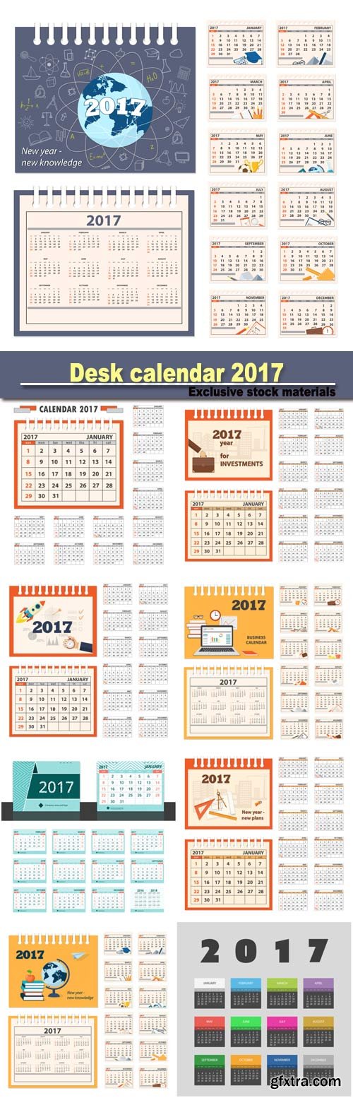 Desk business calendar 2017 year