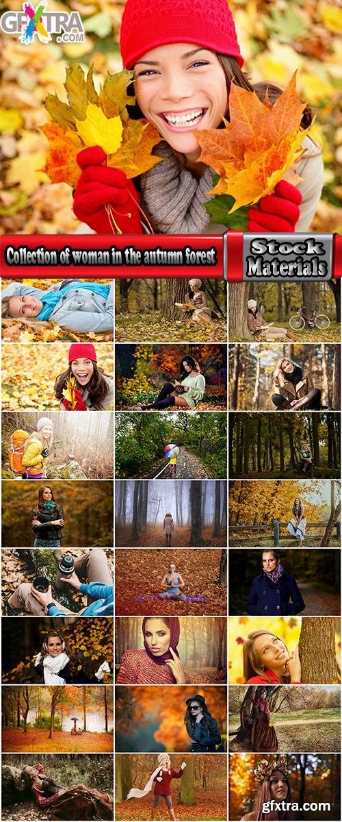 Collection of woman girl in the autumn forest yellow leaf 25 HQ Jpeg