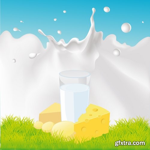 Collection of fruit milk cow vector image 25 EPS