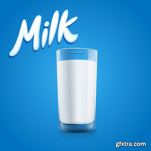 Collection of fruit milk cow vector image 25 EPS