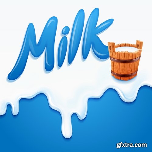 Collection of fruit milk cow vector image 25 EPS