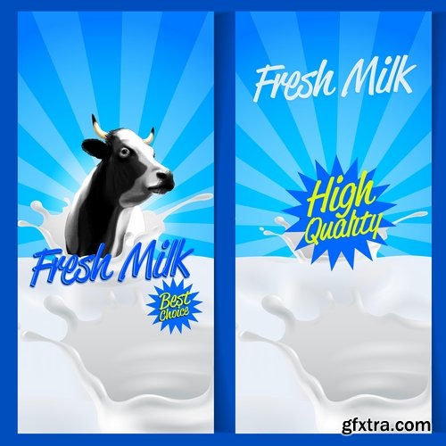 Collection of fruit milk cow vector image 25 EPS