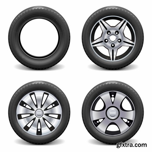 Collection of tire rubber tire tread vector image 25 EPS