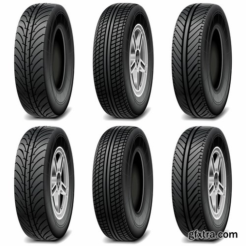 Collection of tire rubber tire tread vector image 25 EPS