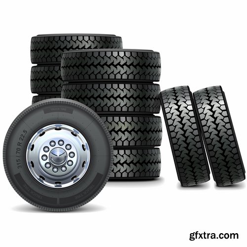 Collection of tire rubber tire tread vector image 25 EPS